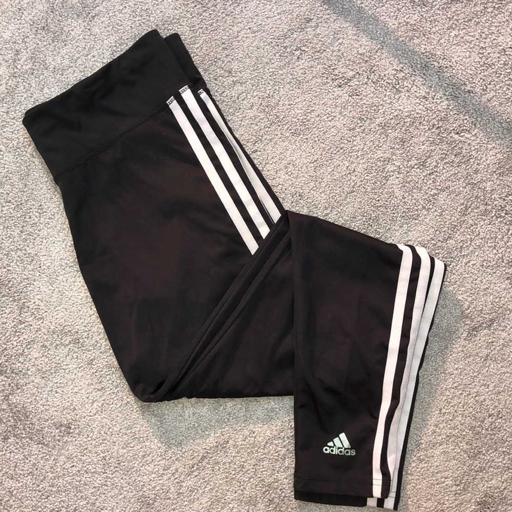 Adidas Climalite Leggings Black w/ White Stripes